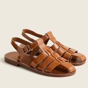 NIB J. Crew Fisherman Sandals in Shiny Spazzolato Leather